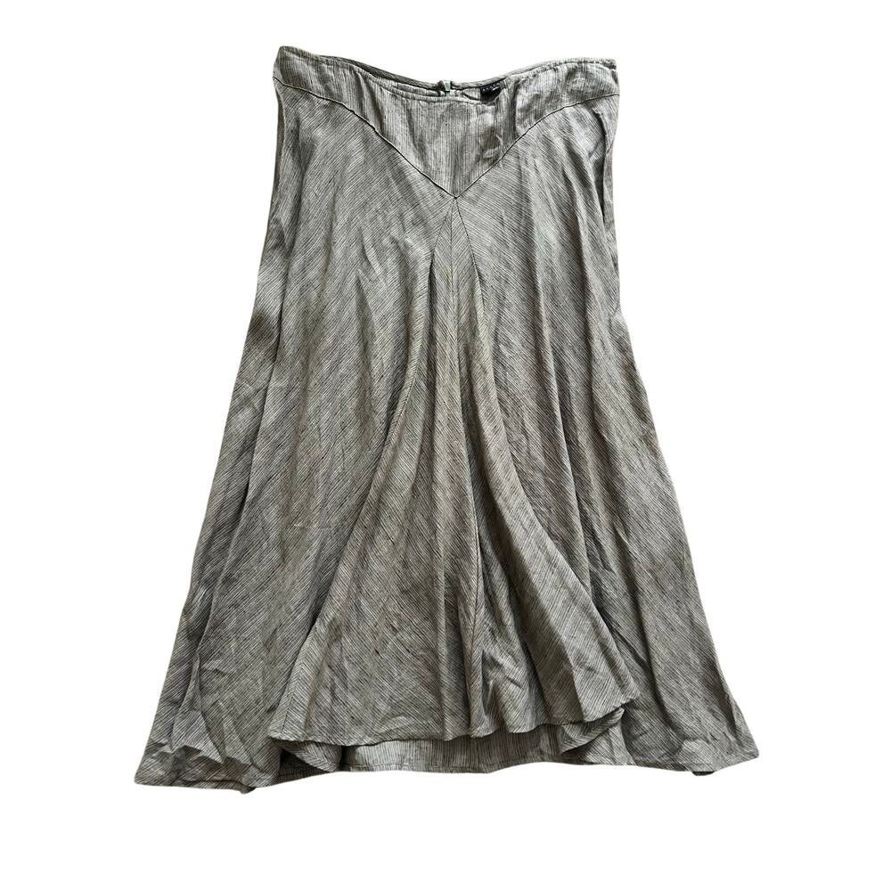 Staples XL Textured 10% Linen Skirt Fit Flare Gray Black Lagenlook Artsy Natural